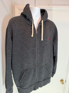 Polo Ralph Lauren Pullover Fleece Lined Lined Zip Up Heather Charcoal Hoodie 2XL